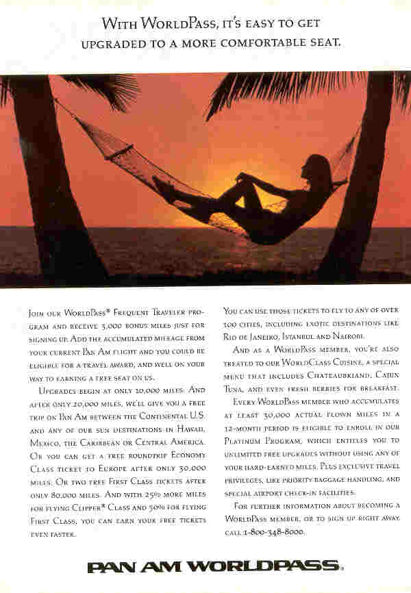 1980s Ad ad for Pan Am Holidays.